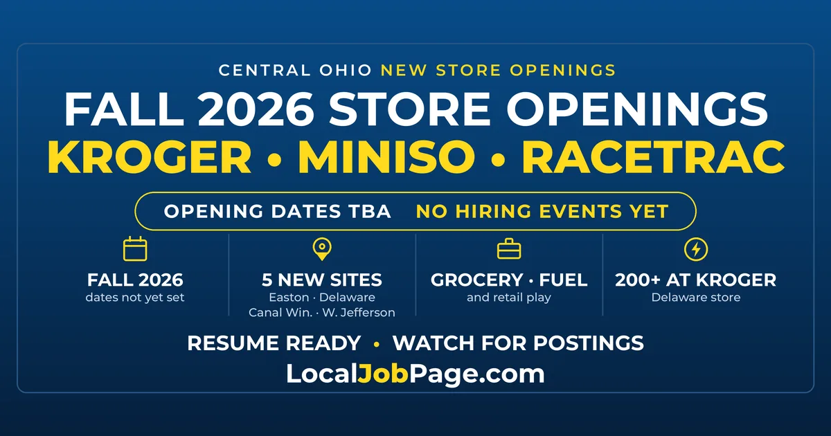 Columbus Fall 2026 Store Openings: Kroger, MINISO Land and RaceTrac Bring New Jobs