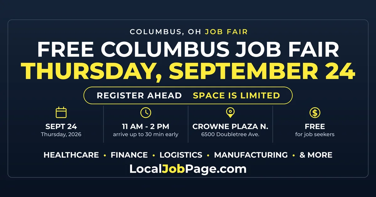 Columbus Job Fair September 24: Free Hiring Event at Crowne Plaza North